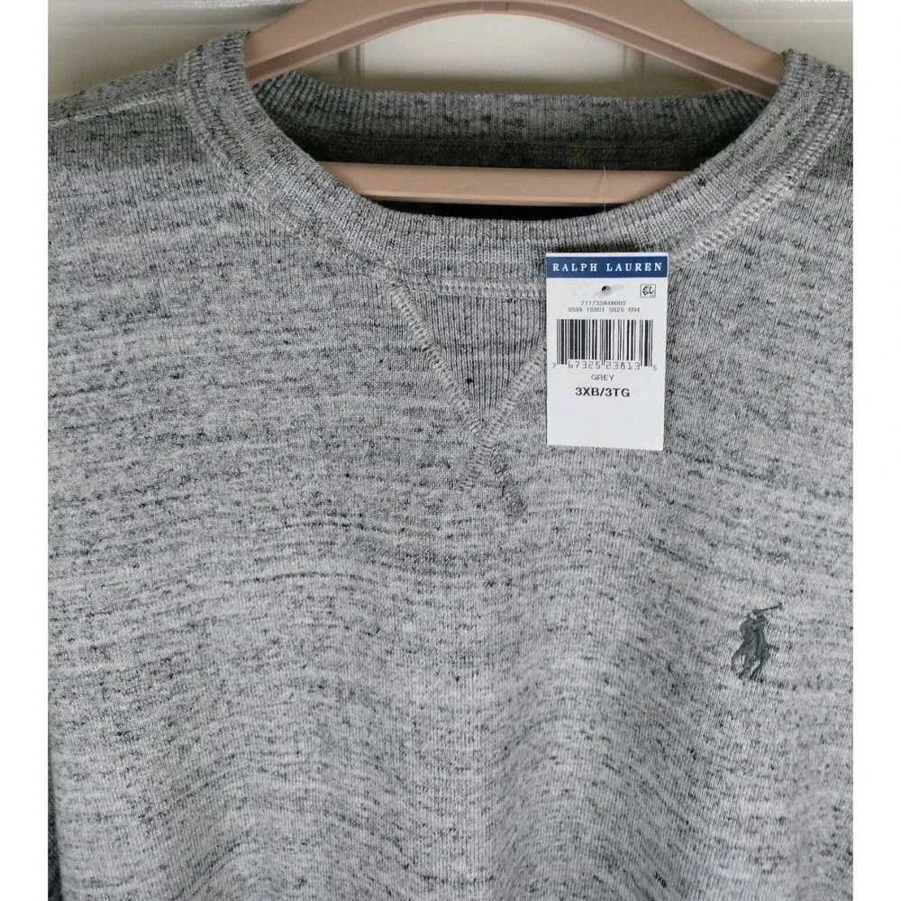 Polo Ralph Lauren Sweater Men 3XB Gray Crewneck Knit Pullover NWT 100% Cotton